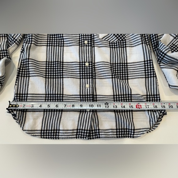 Tommy Hilfiger Plaid Flannel Metallic Stitch Button Down Logo Black White - Picture 3 of 14